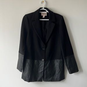 Oversized black blazer with leather accents size small